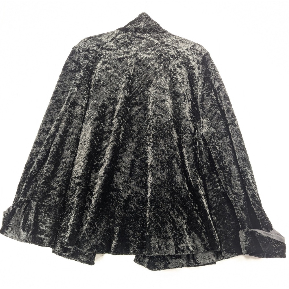 Dressbarn Woman Black Crushed Faux Fur Open Front Swing Coat Jacket Plus 14/16 - Picture 2 of 7